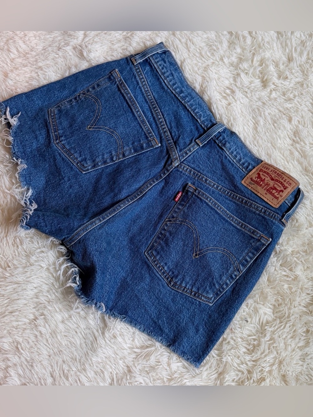 Levi's 501 Dark Blue High-Rise Cutoff Jean Shorts